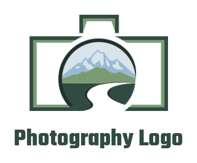 make a photography logo landscape inside camera