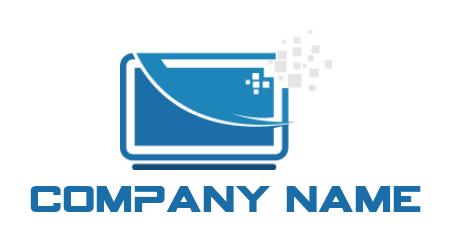 make an IT logo laptop with pixels swoosh LCD