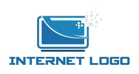 make an IT logo laptop with pixels swoosh LCD