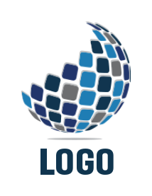 create an IT logo large pixels in partial globe