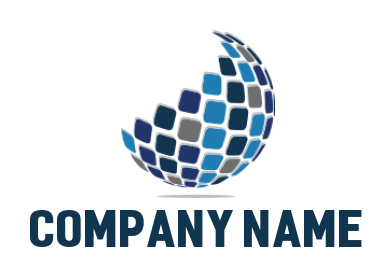 create an IT logo large pixels in partial globe