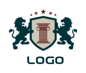 law firm logo maker law firm column inside the shield with lions and stars