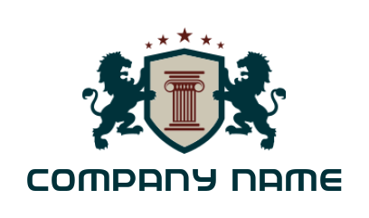 law firm logo maker law firm column inside the shield with lions and stars