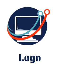 design an IT logo LCD and circuit wire front of circle
