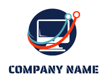 design an IT logo LCD and circuit wire front of circle