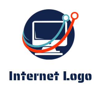 design an IT logo LCD and circuit wire front of circle
