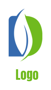 Create a Letter D logo leaf inside letter D