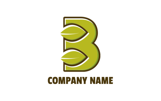 Letter B logo online with leaf inside