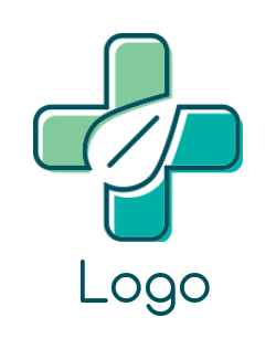 create a medical logo leaf merged with cross - logodesign.net