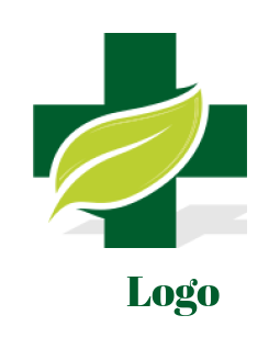 create a medical logo leaf merged with plus sign