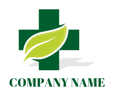create a medical logo leaf merged with plus sign