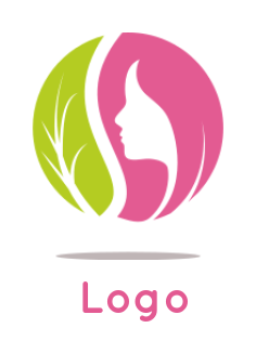make a beauty logo leaf with side profile of woman in circle 