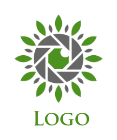 make a photography logo leaf with lens - logodesign.net