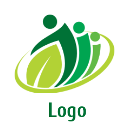 community logo leaf swoosh and abstract people