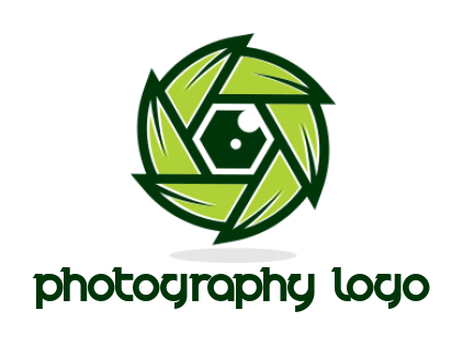 photography logo of leaves forming camera lens