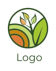 generate a landscape logo icon leaves in circle