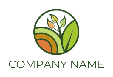 generate a landscape logo icon leaves in circle