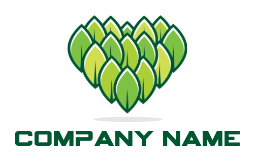 generate a landscape logo leaves in heart shape