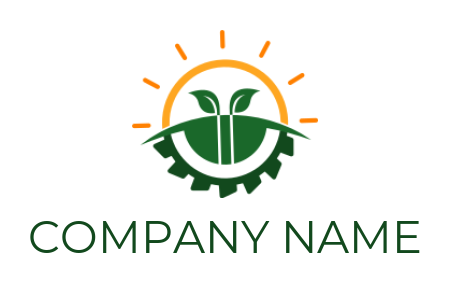 energy logo icon leaves shape of gear with sun