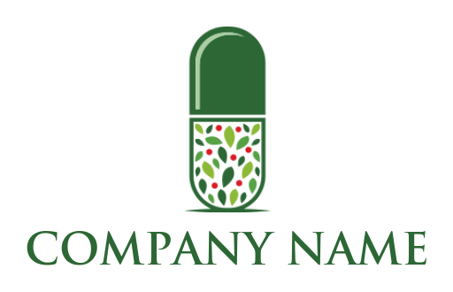 pharmacy logo symbol leaves inside half capsule