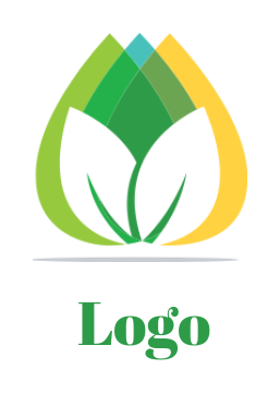 generate a landscape logo leaves over droplets