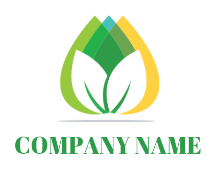 generate a landscape logo leaves over droplets