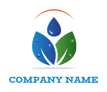 landscape logo symbol leaves with water droplets and sun - logodesign.net