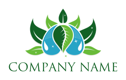 landscape logo icon leaves with water droplets