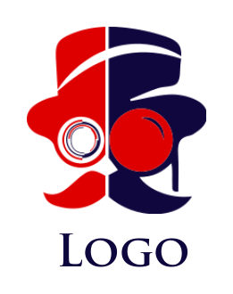 fashion logo lens in eyes with mustache