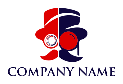 fashion logo lens in eyes with mustache