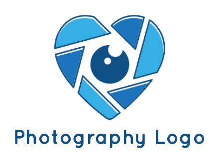 photography logo lens in heart camera shutter