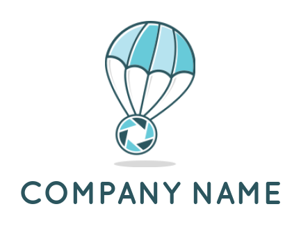 photography logo with lens shutter & parachute