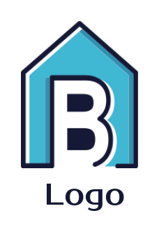 Create a Letter B logo home line art inside letter A