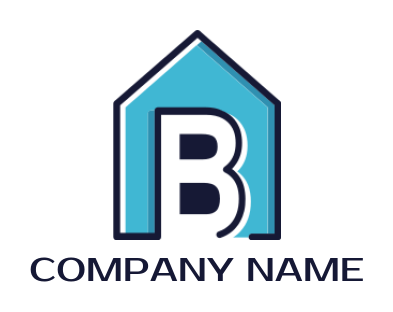 Create a Letter B logo home line art inside letter A
