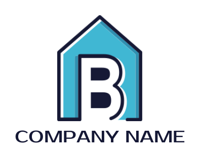 Create a Letter B logo home line art inside letter A