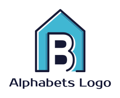 Create a Letter B logo home line art inside letter A
