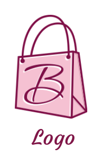 Letter B logo template shopping bag line art inside B