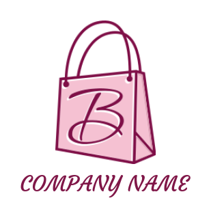 Letter B logo template shopping bag line art inside B