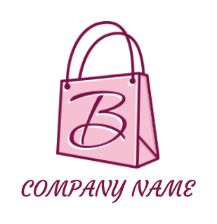 Letter B logo template in line art shopping bag