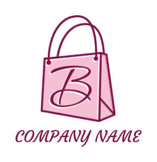 Letter B logo template shopping bag line art inside B