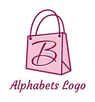 Letter B logo template shopping bag line art inside B