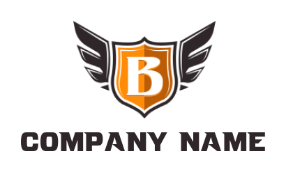 Design a Letter B logo shield with wings in letter B 