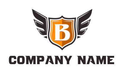 Design a Letter B logo shield with wings in letter B 