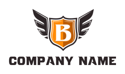 Letter B logo inside shield with wings