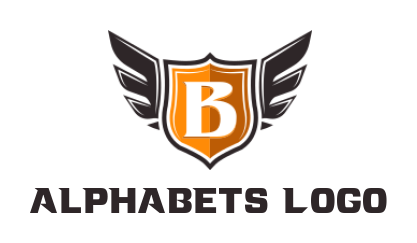 Design a Letter B logo shield with wings in letter B 