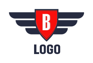 Letter B logo online inside shield with wings