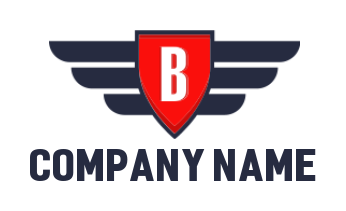 Letter B logo online inside shield with wings