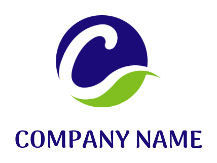 Letter C logo template circle with leaf inside letter C 