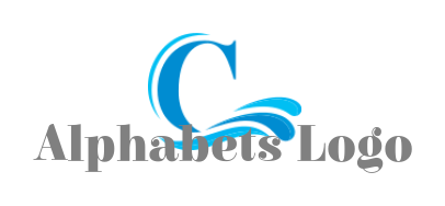 Create a Letter C logo swoosh with water in letter C