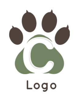 Letter C logo template paw incorporating letter C 